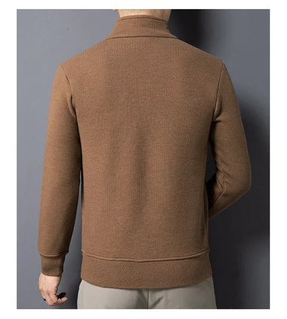 Men's Knitwear Solid Color Chunky Half Zipper Thickening Sweater Warm Sweater Fashion Luxury Men's Clothing Turtleneck Sweater