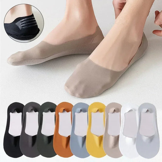 5 Pairs/Lot Men's Socks Breathable Silicone Non-slip Invisible Won't Fall Off Boat Sock Comfortable Breathable Ultra-thin Sox