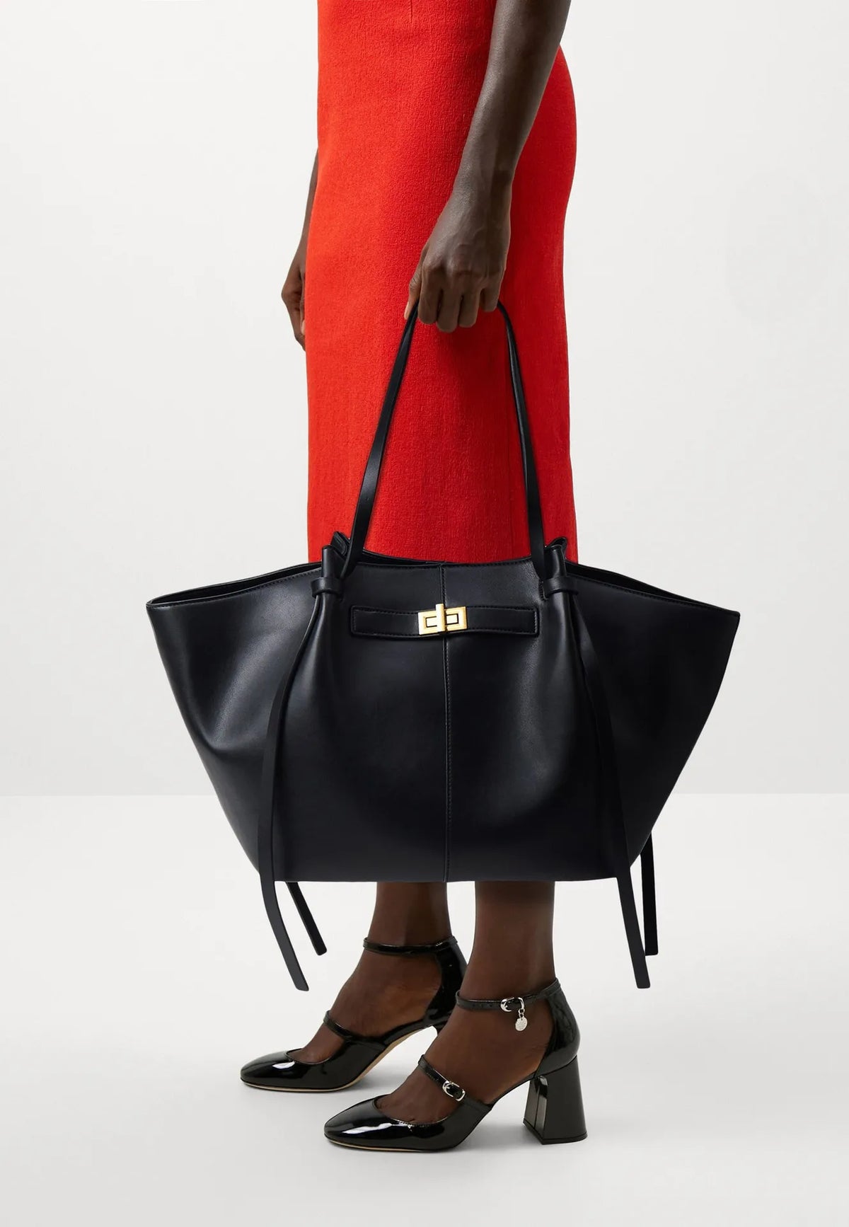 Fashion Large Capacity Trapeze Women Shoulder Bags Designer Metal Lock Handbags High-Quality Pu Leather Big Tote Commute Bag