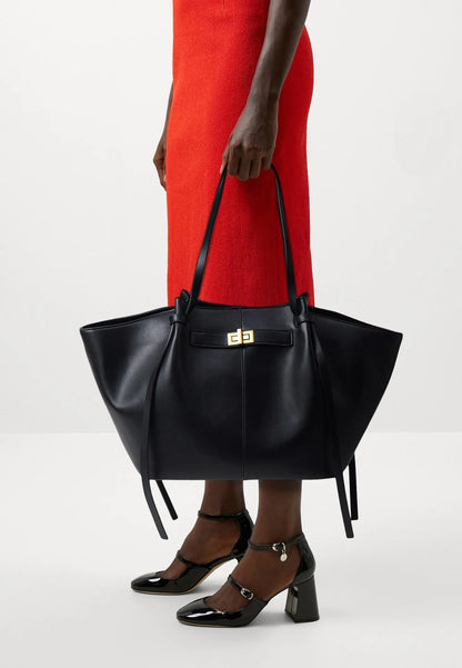 Fashion Large Capacity Trapeze Women Shoulder Bags Designer Metal Lock Handbags High-Quality Pu Leather Big Tote Commute Bag