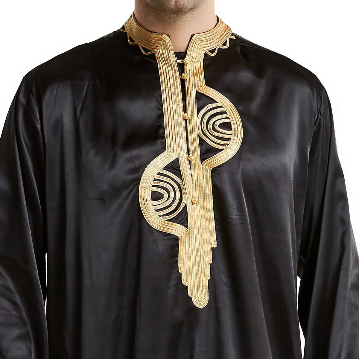 Muslim Men Clothing Kaftan Robes Long Sleeves Stand Collar Eid Thobe Kurta Arab Turkish Dress Dubai Islam Habit Ethnic Leisure