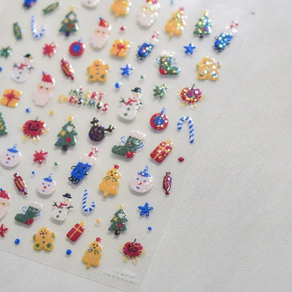 5D Pudding Jelly Dessert Fruit Cherry Pink Claw Print Bowknot Tie knot Love Heart Stars Nail Art Sticker Adhesive Manicure Decal