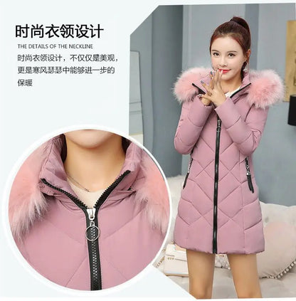 Winter New Fashion Long Cotton-padded Coat Womens Casual Hooded Parkas Womens Winter Jacket Coat Down Jacket Female