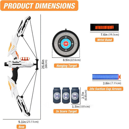 Soft Bow Archery Set Shooting Game Toy with Wrist Guard and Target Summer Outdoor Sports Play Equipment Birthday Holiday Gift