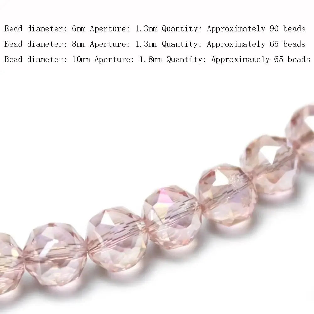 6/8/10mm Sizes Faceted Glass Beads Pink Blue Plating Clear Crystal Earth Beads 96-faceted Faceted Cut Style Jewelry Making Beads