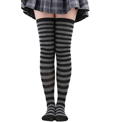 Color Striped Stockings Japanese Over Knee Socks Fashion Women Keep Warm Soks Sexy Slim Long Socks Hosiery JK Cosplay Lolita Y2k
