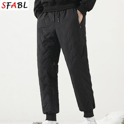 New Fleece Warm Winter Men's Pants Casual Thicken Joggers Pants for Men Thermal Padded Trousers Black Sweatpants Men Waterproof