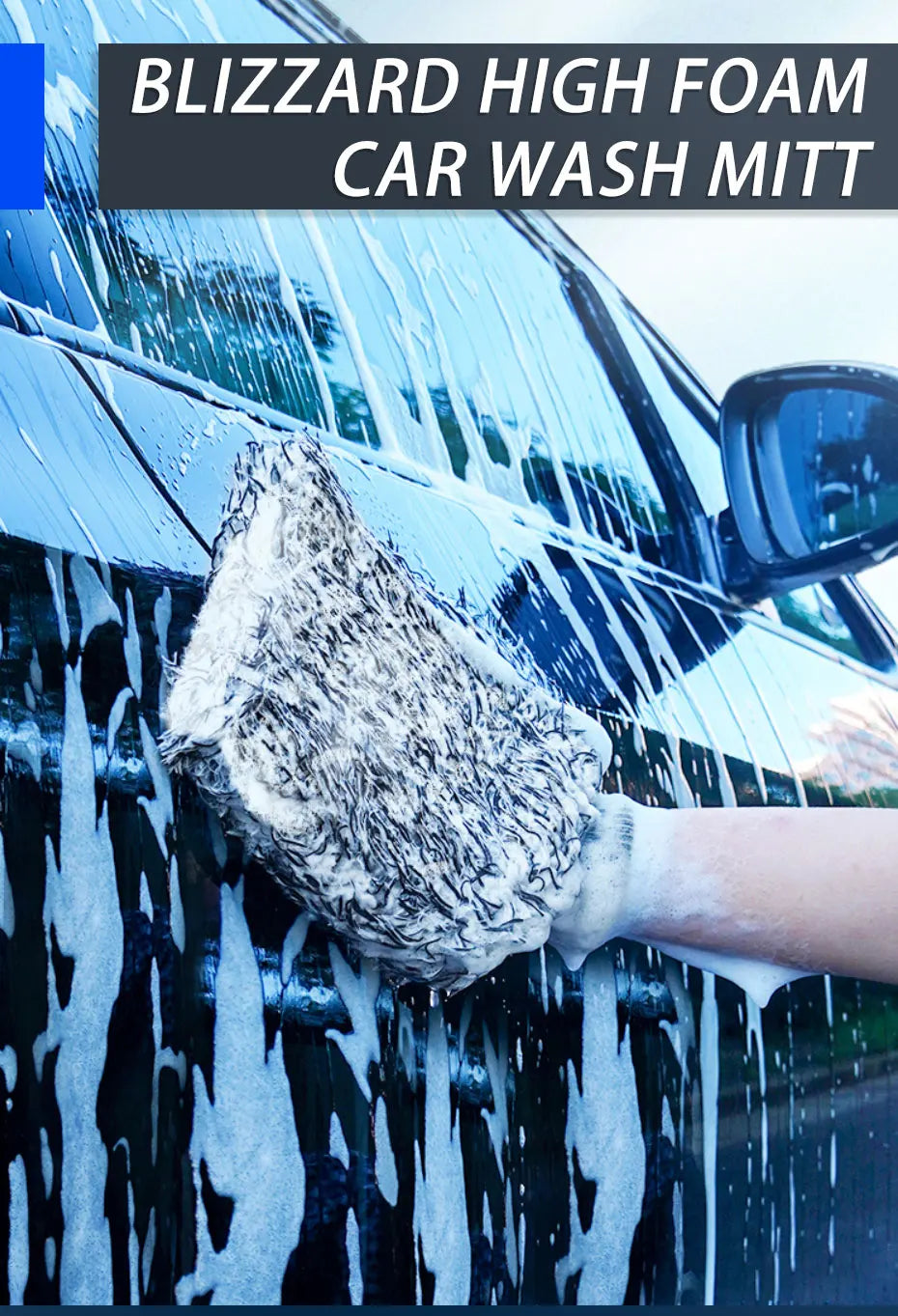 SEAMETAL Microfiber Car Wash Brush Cleaning Gloves Plastic Handle Wheel Brush Double-Side Absorbent Clean Glove Car Washing Tool