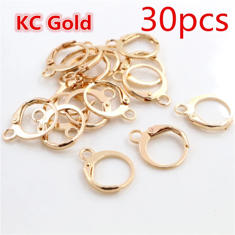 30-50pcs/lot Gold Silver French Lever Earring Hooks Wire Settings Base Hoops Earrings For DIY Jewelry Making Supplies Wholesale