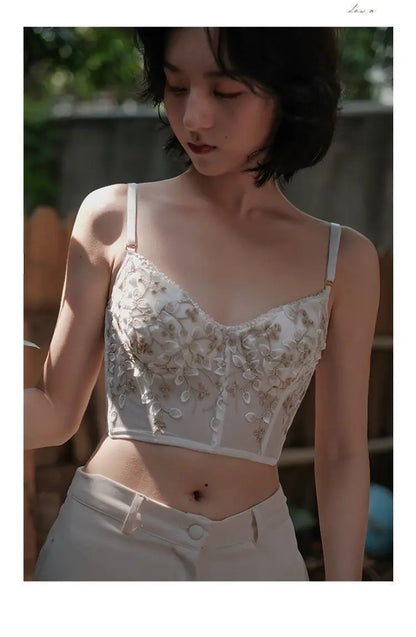 Three-Dimensional Embroidered Bra Sexy Lace Fish Bone Corset Widened Breasted With Steel Ring 2/1 Half Cup Bralette Underwear
