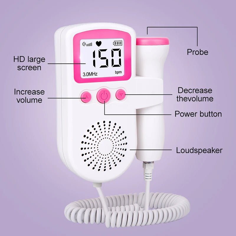 3.0MHz Fetal Doppler Infant Antenatal Heart Rate Monitor Home Sonar Doppler Stethoscope Maternal Home Fetal Monitor