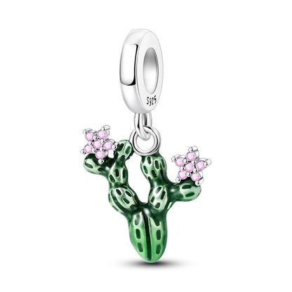 Original 925 Sterling Silver Charm Beads Clover Sunflower Tulip Carnation Pendant For Women Jewelry Fashion Gift