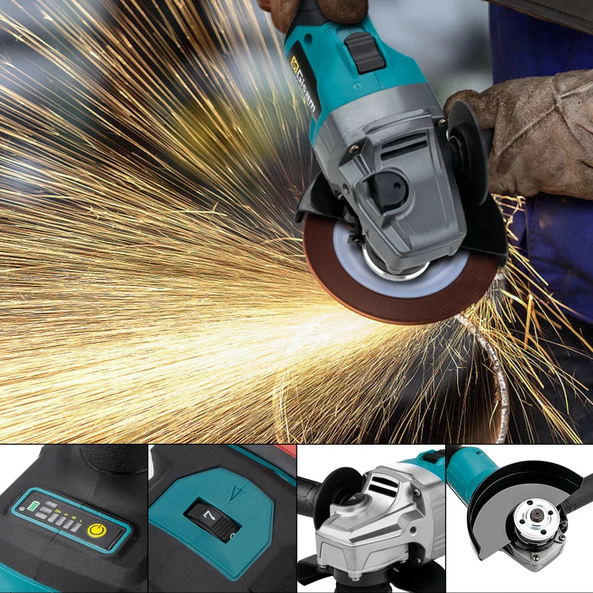 125mm 7 Gears Brushless Angle Grinder Polishing Cutting Machine Electric Angle Grinder Power Tool for Makita 18V Battery Pins