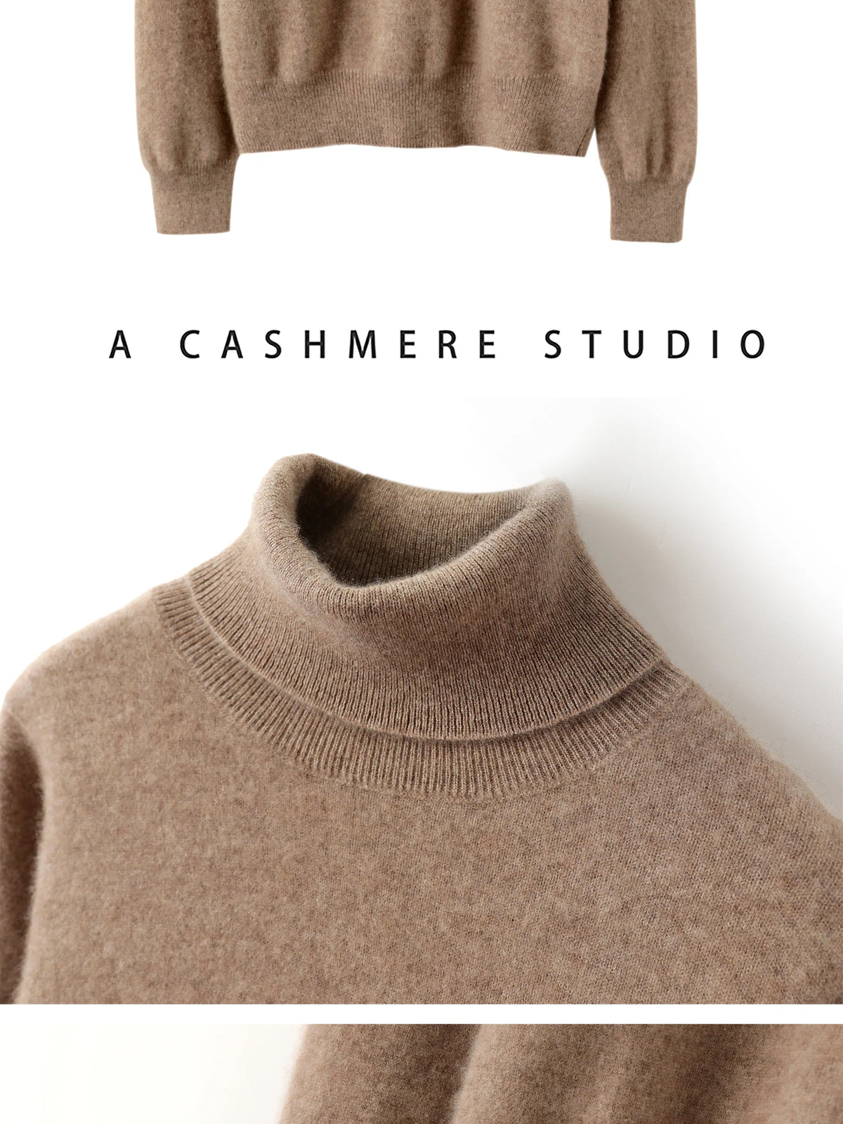 Cashmere Sweater Women's Turtleneck Long Sleeved Knitted Pullover 100% Pure Cashmere Base Sweater Korean Version Women's Top