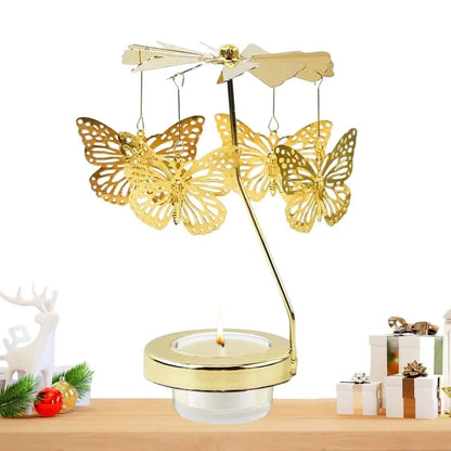 Metal Rotating Candle Holder Heat-Powered Rotation Elegance Style Spinner Carousel Rotating Mechanism Tea Light Holder