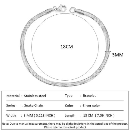 SUNIBI Classic Snake Chain Bracelets for Women Trend  Fashion Stainless Steel Cuban Chain Bracelet Trendy Woman Gifts Jewelry