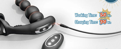 Anal Vibrator 360 Rotate Anal Beads Male Prostate Massager with Cock Ring Wireless Control Vibrating Butt Plug Sex Toys for Men