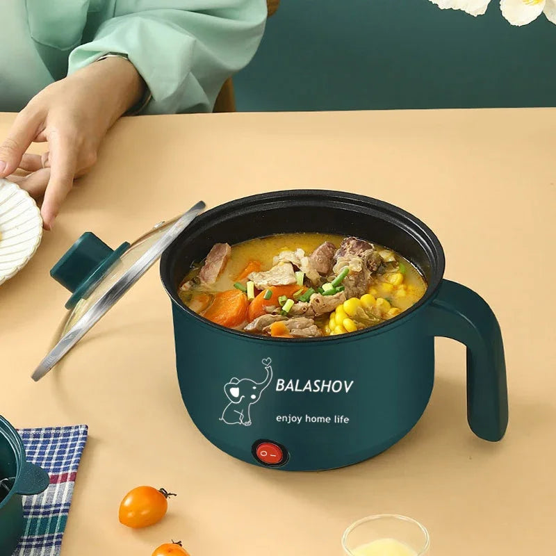 220V Mini Electric Cooker Multi-functional Cooking Pot Non-stick Frying Pan Ramen Dormitory Small Electric Hot Pot Cute Cartoon