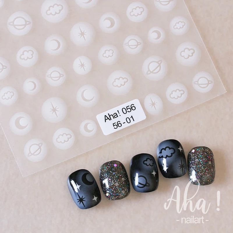 White Bloom Translucent Hollow Butterfly Heart Nail Sticker Press on Nails Decals Hollow Heart Star Moon Shape Sticker Sliders