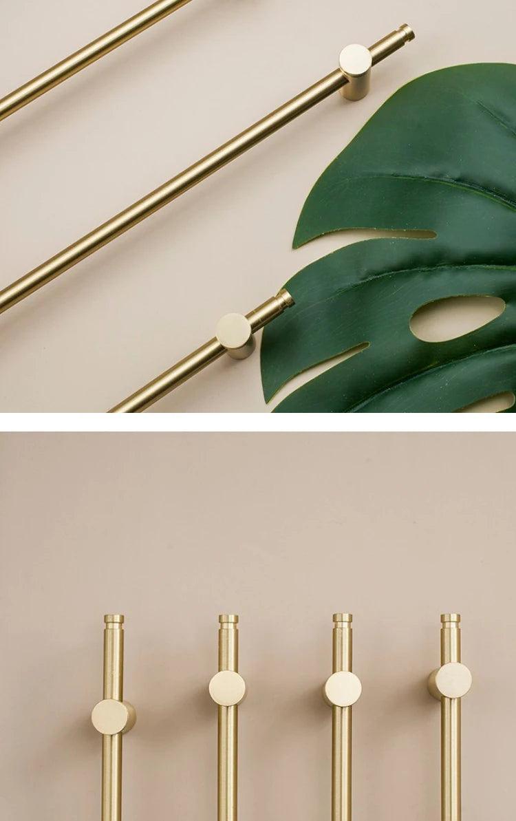 Brass long handle Nordic pure copper modern pulls simple gold light luxury pulls cabinet adjustable long handle cabinet handle