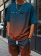 New Men's Cross Print T-Shirt and Shorts Set Stylish Streetwear Short-Sleeve Top and Shorts Combination Holiday Men's Apparel