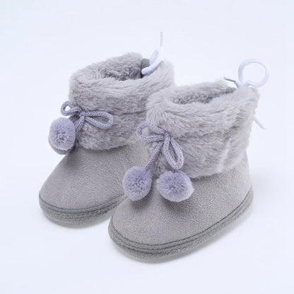 Winter Snow Baby Boots Warm Newborn Toddler First Walkers Baby Girls Boys Shoes Soft Sole Fluff Balls Thermal Snow Booties