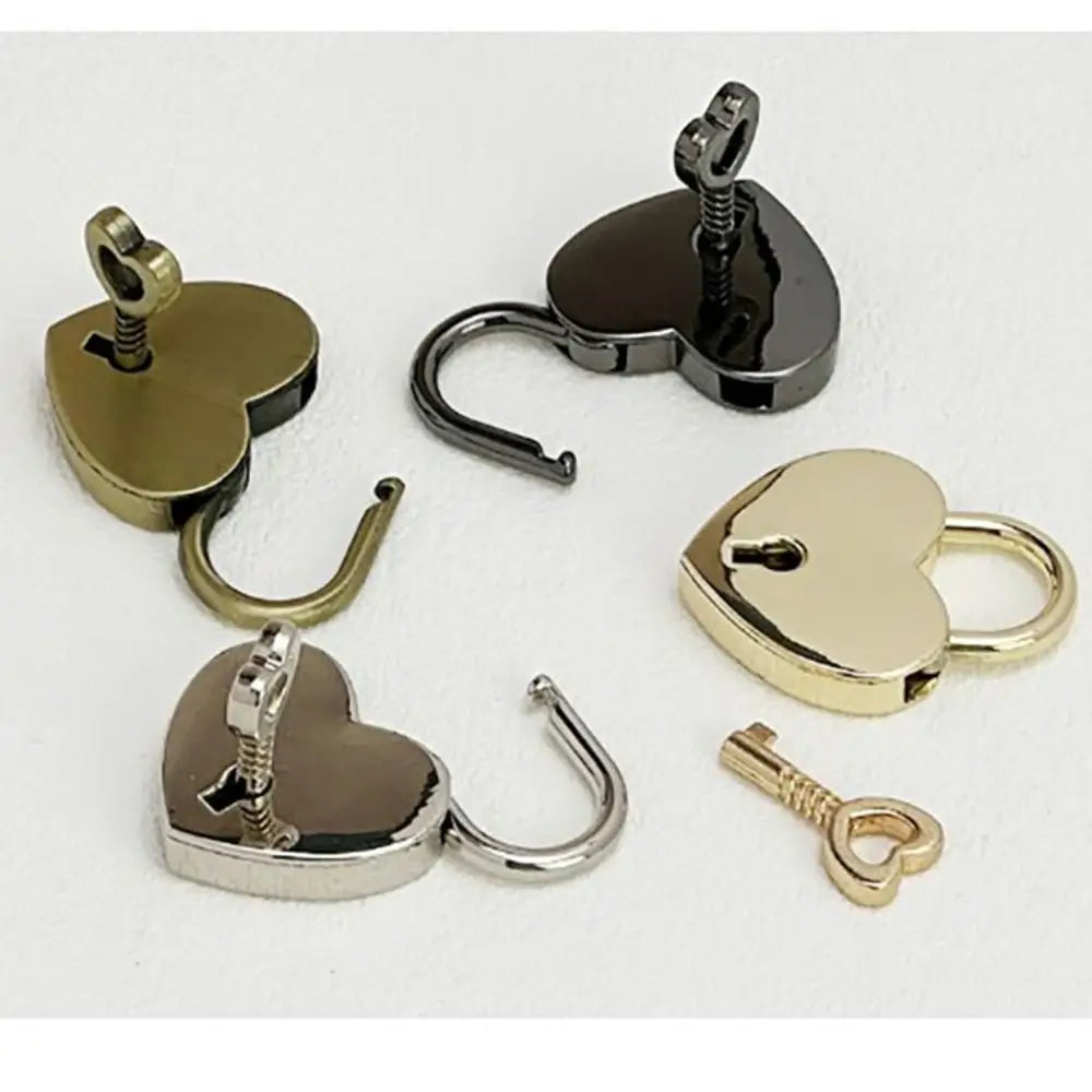Travel Diary Book Suitcase Jewelry Box Heart Shape Padlock Key Lock Mini Padlocks Antique Style