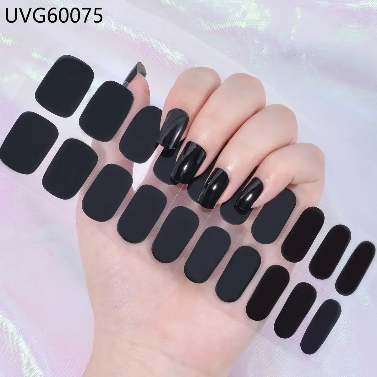 16/20/22Tips Semi-Cured Gel Nail Wraps Full Cover Manicure DIY Waterproof Long Lasting Gel Nail Stickers set for UV Lamp Need