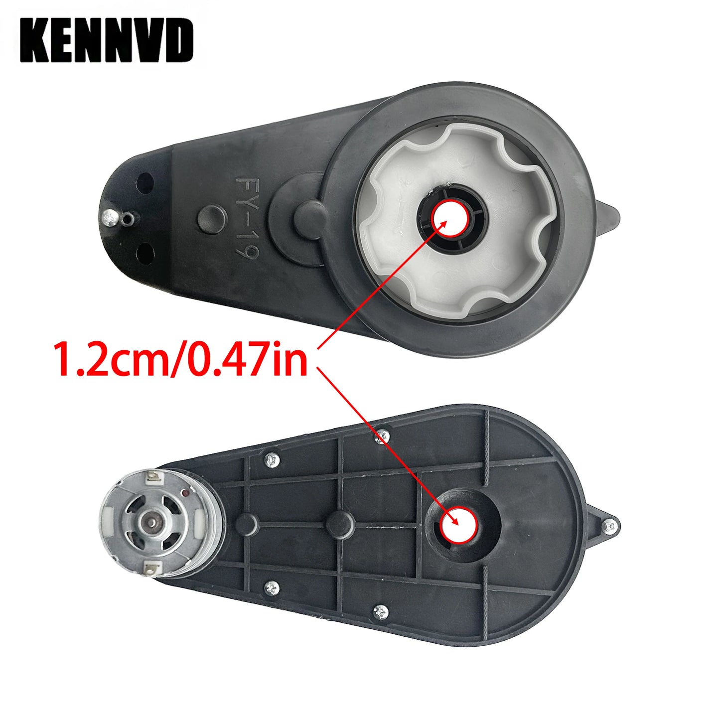 12V 24V RS550 1.2cm/0.47in Motor Gearbox for Children's Electric Ride on Toy Car,Kids Electric Car Reducer