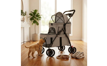 Double-Deck Pet Stroller Lightweight Small Dog Feline Stroller Pet Transport Breathable Mesh Washable for Outdoor, Travel
