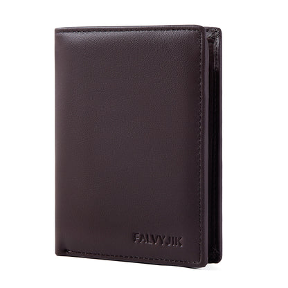Men Wallet Genuine Leather Wallets for Men Zipper Purse Vertical Business Wallets RFID Anti-Theft Credit Card Holder Money Bag