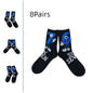 Cross Border New Arrival 67 Cartoon Number Socks Funny Letter Mens Mid Calf Socks