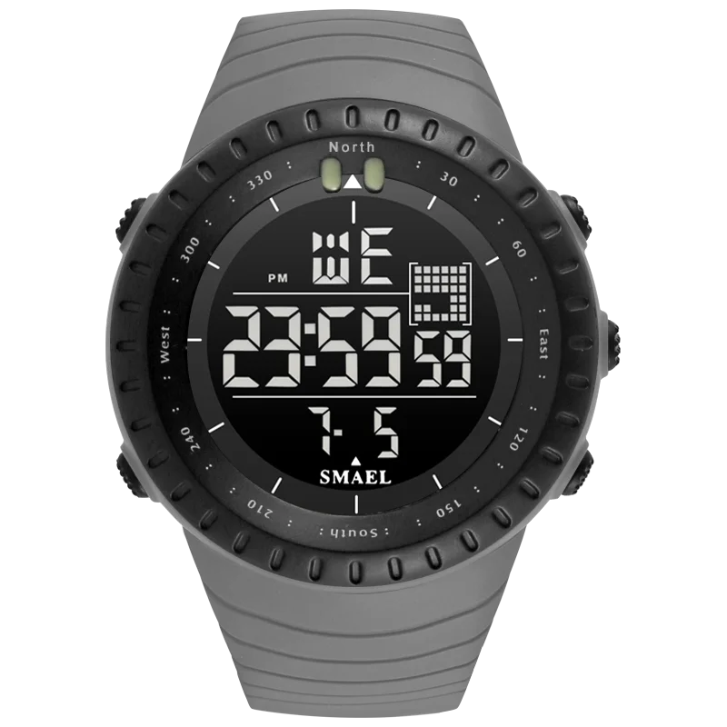 SMAEL Brand Men Electronics Watch Outdoor Sports Waterproof Big Dial Digital LED Alarm Digital-watch 1237 Sport Watch