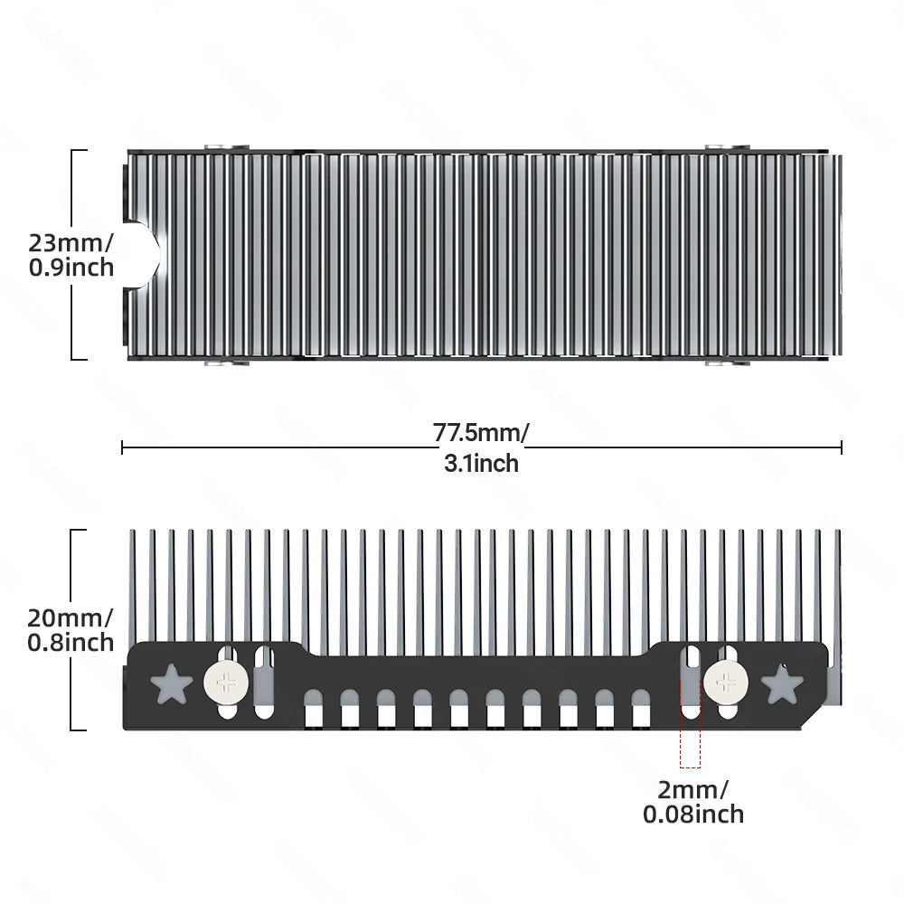 RAGEER M.2 SSD Cooler, Heavy Duty Aluminum Convection Heat Sink, NVME NGFF Cooler,  FrostBlade 1 Passive Heat Sink with 38 Fins