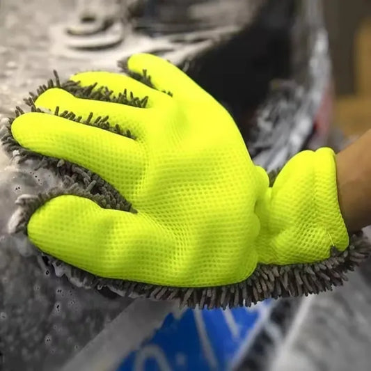 1/2Pcs Car Wash Gloves Microfiber Wipe Car Sponge Scratch Free Car Wash Cleaning Coral Velvet Double-Sided Cleaning Tool