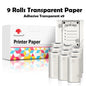 Phomemo 3 Rolls Self-adhesive Transparent Sticker Thermal Paper for T02 M02X Label Sticky DIY Photo Texts Study Notes Printing