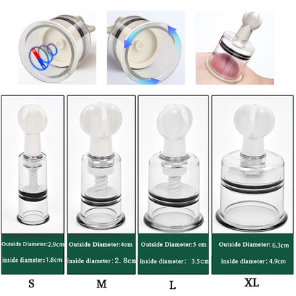 4 Sizes Rotating Handle Twist Suction Cupping Cup Nipple Enhancer Massage Vacuum Cans Suction Cup Anti Cellulite Massager