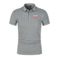 Men'S Casual Short Sleeve Polo Shirt DAF Logo Print Striped Color Block Sporty Style Collared Golf Shirt For Summer
