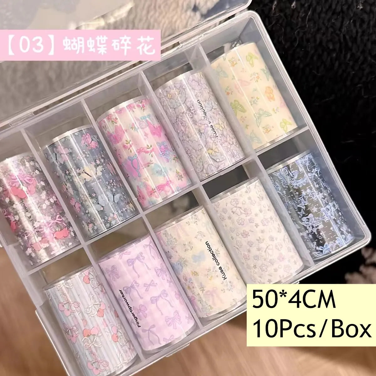 10Rolls Plaid Thousand-Bird Bow  Stars Nail Foils Transfer Paper  Nail Art Stickers  Manicure Set Decal  Nails Decoration