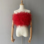 Jaxmonoy New Women Ostrich Feather Tube Spring Summer Sexy Stretch Top Bra Lady Party Wedding Fashion Sleeveless Cropped Top