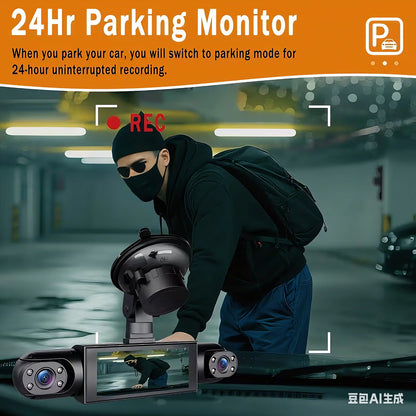 Dash Cam Vehicle DVR Video Recorder 4 Cameras for Cars Black Box Front Rear Internal Night Vision Loop Recording Dashcam Car 360