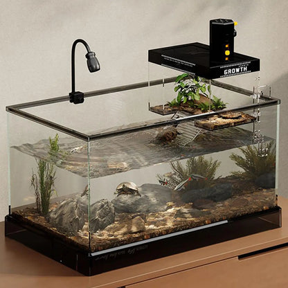Over Tank Turtle Basking Land Anti-Slip Reptile Resting Land Animal Observation With Ramp Aquatic Terrapin Enclosure Cage