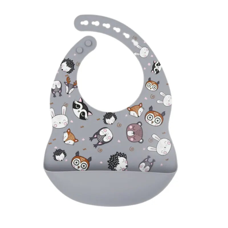 New Arrival Silicone Baby Bibs Silicon Printing Newborn Bib Feeding Burp Cloth Avocado Zoo Tractor Printing Tableware