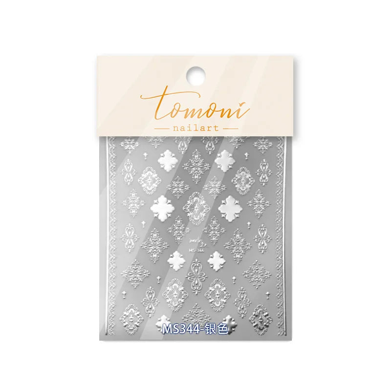 Thin and Tough Nail Stickers 3D Dark Gothic Impression Self Adhesive Nail Art Stickers European Letter Nail Decorations Stickers