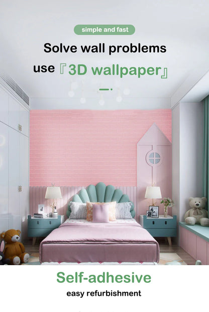 70cmx1/5/10m 3D Wallpaper Decoration Self-adhesive Antique Foam Brick Wallpaper Living Room Bedroom Waterproof 3D Wall Sticker