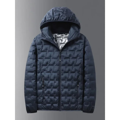 Winter white down jacket men's graphene self heating windproof pleated hooded down jacket casual warm down jacket men's coat