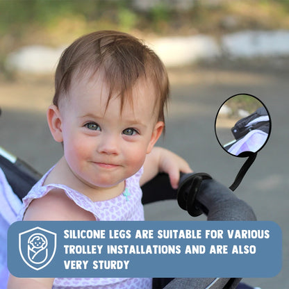 1PC Stroller Mirror - Adjustable 360° Crash Tested And Shatterproof Stroller Mirror with silicone leg- See Baby's Face on Walks.