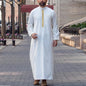 Men's Ethnic Pattern Embroidery Zipper Hooded Robe Traditional Long Sleeve Pocket Jubba Thobe for Daily Wear Man Islamic Thobe