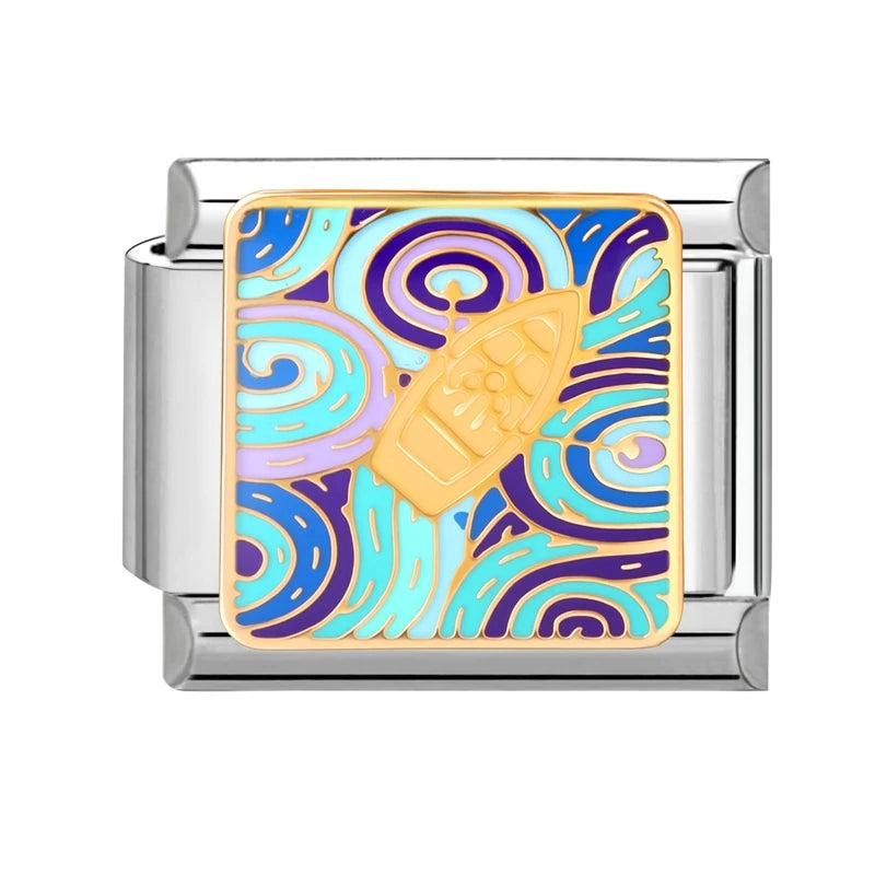 Fashion Drip Glaze Blue Eyes Colorful Butterfly Italian Charm Links Fit 9mm Stainless Steel Bracelet Jewelry DIY Making Beads