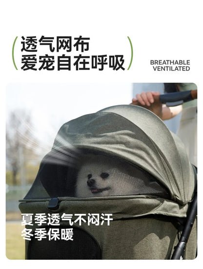 Large Space Detachable Pet Stroller One-Button Fold Portable Travel Cart for Dogs Cats